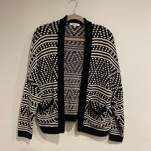 Madewell Black and White Chunky Sweater Cardigan